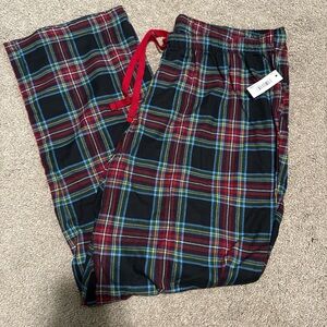 Plaid Lounge Pants with Red Drawstring